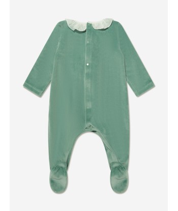 Paz Rodriguez Baby Girls Velour Babygrow in Green online