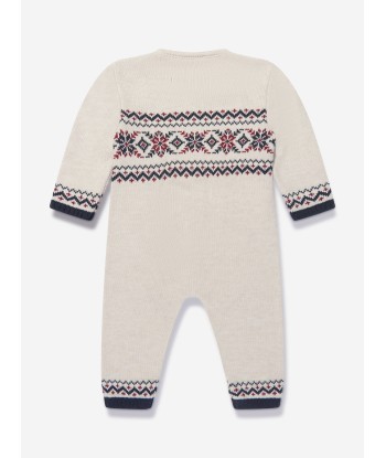 Paz Rodriguez Baby Knitted Romper in Beige le des métaux précieux