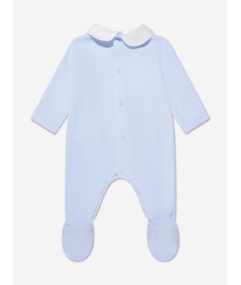 Paz Rodriguez Baby Boys Velour Babygrow in Blue la livraison gratuite