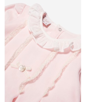 Paz Rodriguez Baby Girls Velour Babygrow in Pink en ligne