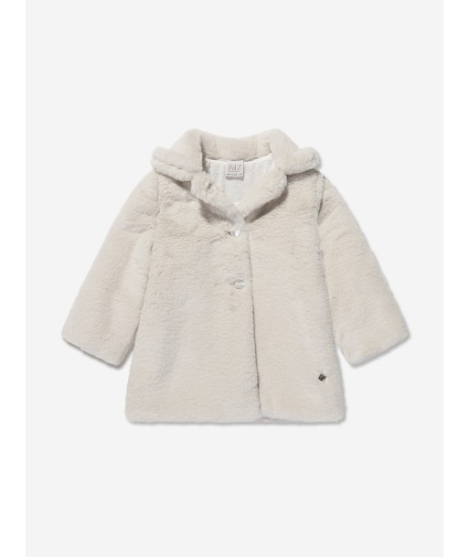 Paz Rodriguez Girls Faux Fur Coat in Beige du meilleur 