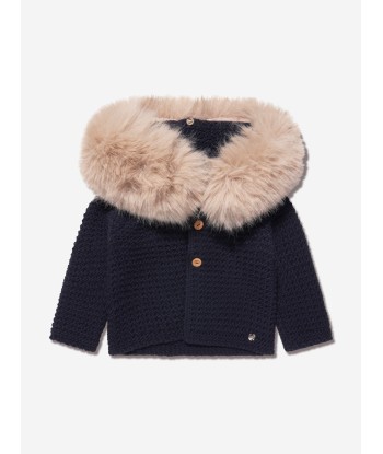 Paz Rodriguez Kids Wool Knitted Jacket in Navy basket pas cher