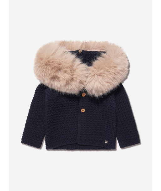 Paz Rodriguez Kids Wool Knitted Jacket in Navy basket pas cher