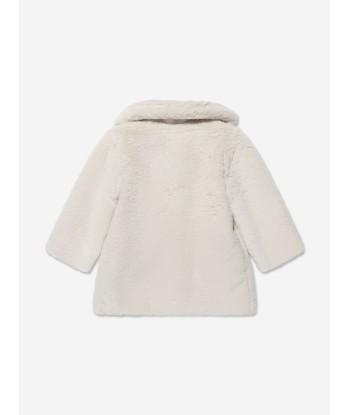 Paz Rodriguez Girls Faux Fur Coat in Beige du meilleur 