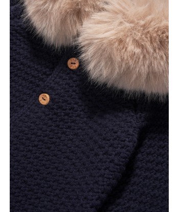 Paz Rodriguez Kids Wool Knitted Jacket in Navy basket pas cher