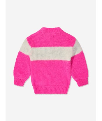 MC2 Saint Barth Girls Logo Stripe Jumper in Pink destockage