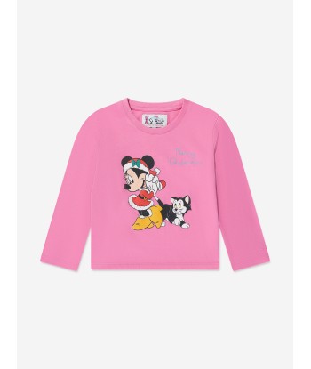 MC2 Saint Barth Girls Minnie Christmas Long Sleeve T-Shirt in Pink Découvrez la collection