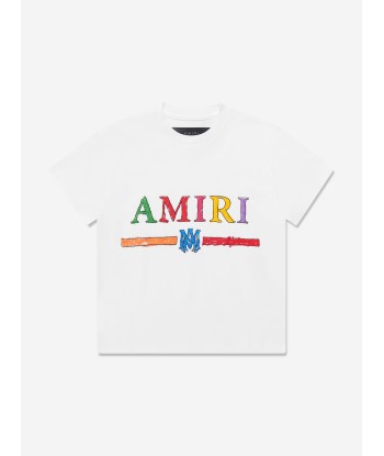 Amiri Kids Crayon Sketch Bar T-Shirt in White Comment ça marche