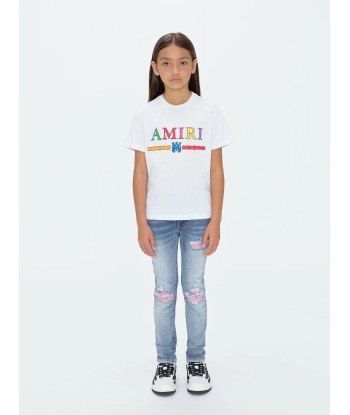 Amiri Kids Crayon Sketch Bar T-Shirt in White Comment ça marche