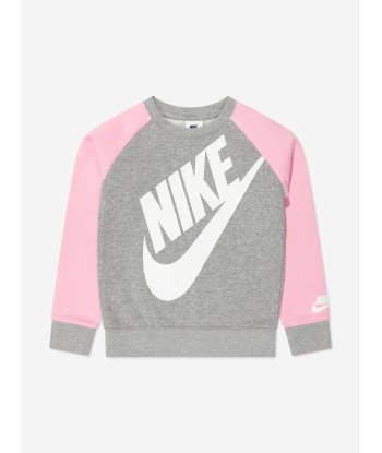 Nike Girls Oversized Futura Crew Tracksuit in Grey Livraison rapide