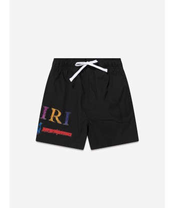 Amiri Boys Rainbow Bar Swim Trunks in Black de France