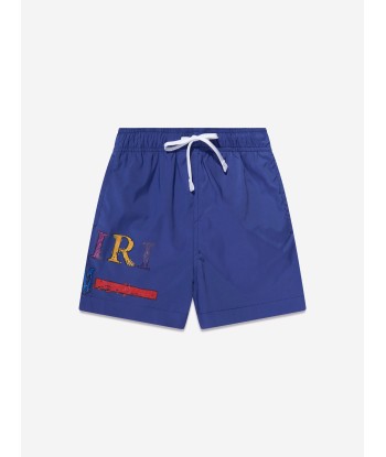 Amiri Boys Rainbow Bar Swim Trunks in Blue 2023