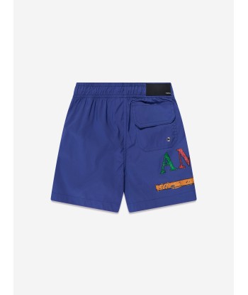 Amiri Boys Rainbow Bar Swim Trunks in Blue 2023