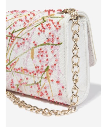 Valentino Girls Divina Embroidery Flap Bag in White (W: 17cm) Venez acheter