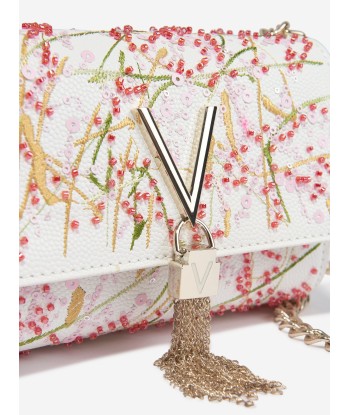 Valentino Girls Divina Embroidery Flap Bag in White (W: 17cm) Venez acheter