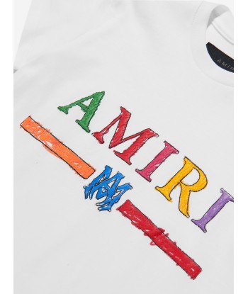 Amiri Kids Crayon Sketch Bar T-Shirt in White Comment ça marche