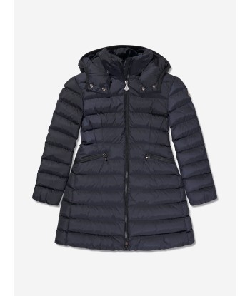 Moncler Enfant Girls Down Padded Charpal Long Coat in Navy Véritable concentré