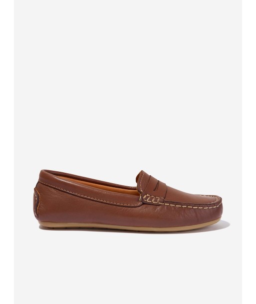 Andanines Boys Leather Boat Shoes in Tan soldes