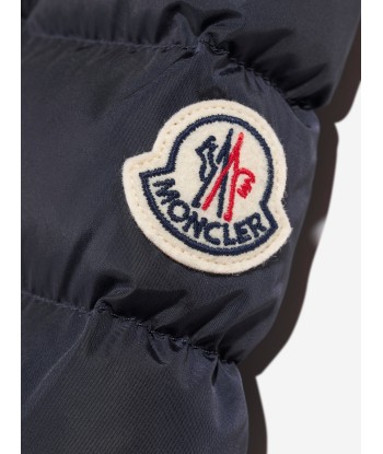 Moncler Enfant Girls Down Padded Charpal Long Coat in Navy Véritable concentré