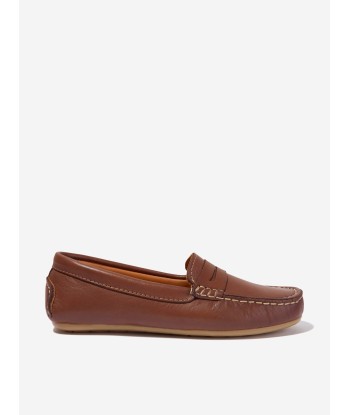 Andanines Boys Leather Boat Shoes in Tan soldes