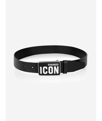 Dsquared2 Kids Black Leather Icon Belt basket pas cher