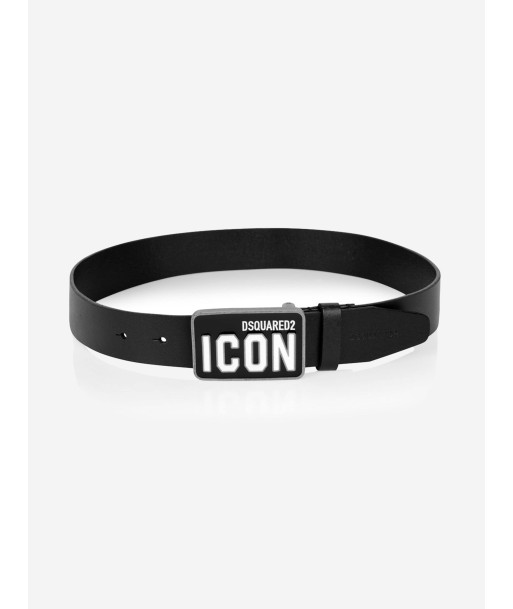 Dsquared2 Kids Black Leather Icon Belt basket pas cher