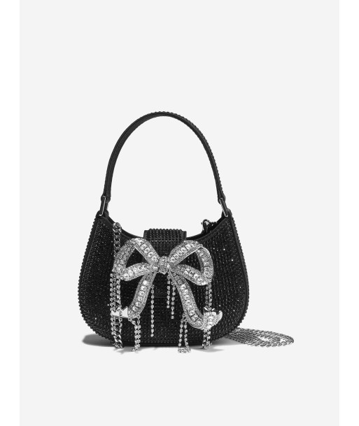 Self Portrait Girls Rhinestone Micro Crescent Bag in Black Amélioration de cerveau avec