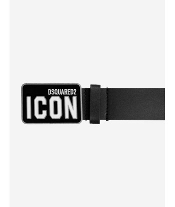 Dsquared2 Kids Black Leather Icon Belt basket pas cher