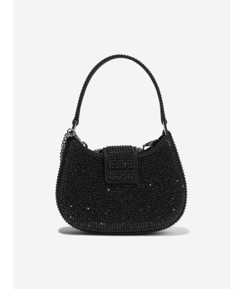 Self Portrait Girls Rhinestone Micro Crescent Bag in Black Amélioration de cerveau avec