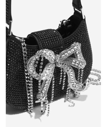 Self Portrait Girls Rhinestone Micro Crescent Bag in Black Amélioration de cerveau avec