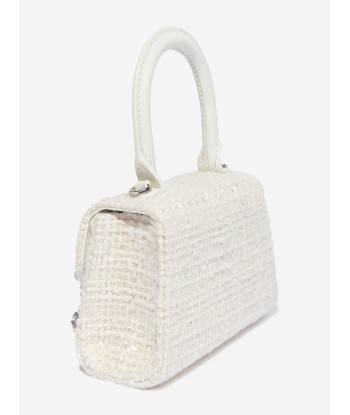 Self Portrait Girls Boucle Micro Bow Bag in Ivory acheter