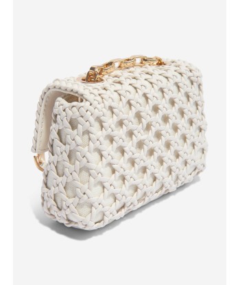 Self Portrait Girls Woven Leather Micro Bag in Ivory acheter