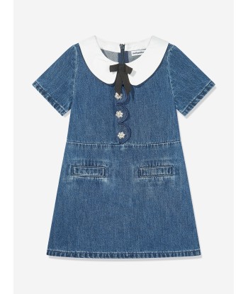 Self Portrait Girls Denim Scalloped Dress in Blue france