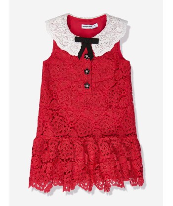 Self Portrait Girls Lace Collar Dress in Red Vous souhaitez 