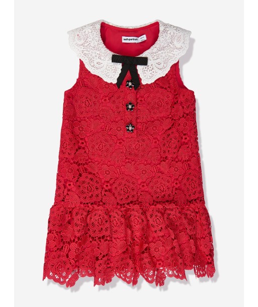 Self Portrait Girls Lace Collar Dress in Red Vous souhaitez 