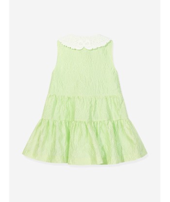 Self Portrait Girls Textured Cotton Dress in Green 2 - 3 jours ouvrés.