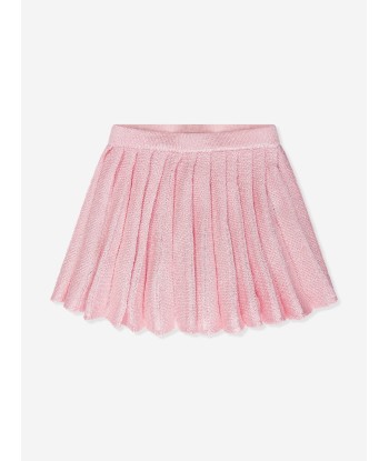 Self Portrait Girls Sequin Knit Pleated Skirt in Pink la chaussure