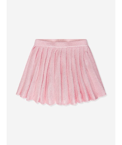 Self Portrait Girls Sequin Knit Pleated Skirt in Pink la chaussure