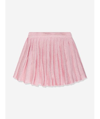 Self Portrait Girls Sequin Knit Pleated Skirt in Pink la chaussure