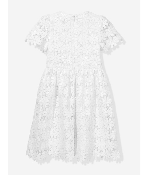 Self Portrait Girls Sequin Guipure Dress in White prix