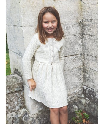 Self Portrait Girls Knitted Bow Dress in Ivory la livraison gratuite