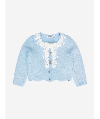 Self Portrait Girls Sequin Knit Cardigan in Blue le concept de la Pate a emporter 