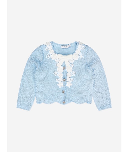 Self Portrait Girls Sequin Knit Cardigan in Blue le concept de la Pate a emporter 