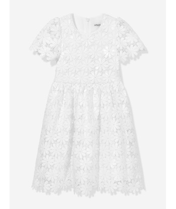 Self Portrait Girls Sequin Guipure Dress in White prix