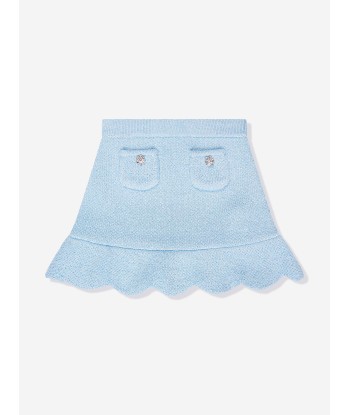 Self Portrait Girls Sequin Knit Skirt in Blue basket pas cher