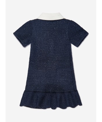 Self Portrait Girls Sequin Knit Bow Dress in Blue Jusqu'à 80% De Réduction