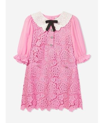 Self Portrait Girls Lace Collar Dress in Pink acheter