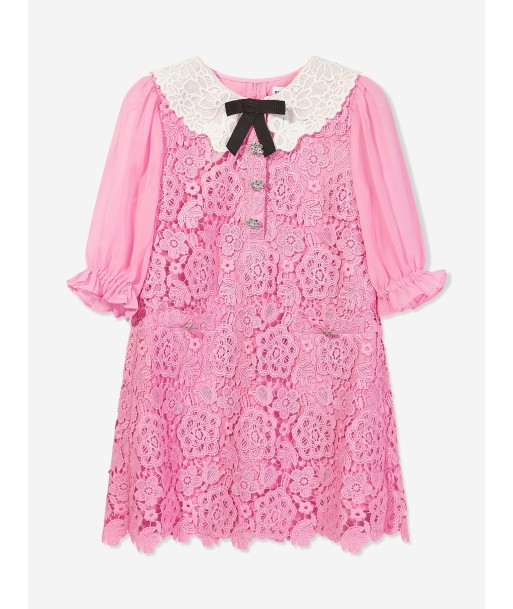 Self Portrait Girls Lace Collar Dress in Pink acheter