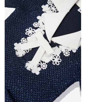 Self Portrait Girls Sequin Knit Bow Dress in Blue Jusqu'à 80% De Réduction