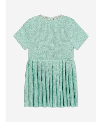 Self Portrait Girls Sequin Knit Dress in Green paiement sécurisé